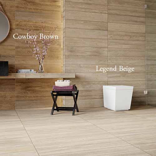 Sunwood Pro Cowboy Brown & Legend Beige WoodLook Tile Plank on Wall